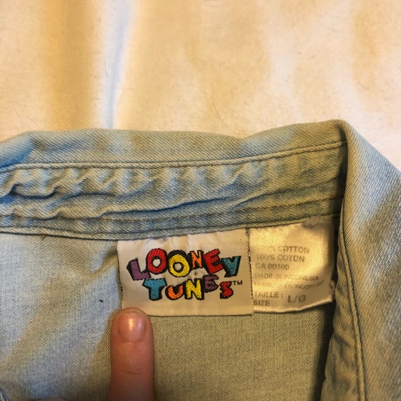 1997 WARNER BROS WIND RIDERS DENIM BUTTON-UP - Picture 4 of 5